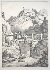 Eine Reihe alter Gebäude und ländlicher Hütten im Norden Englands: Runswick von Samuel Prout