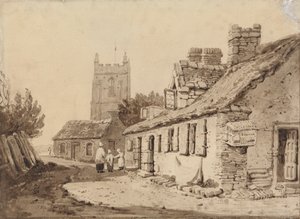 Kirche und Hütten von Samuel Prout