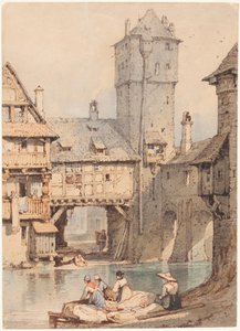 Wäscherinnen vor dem Wasserturm, Nürnberg von Samuel Prout