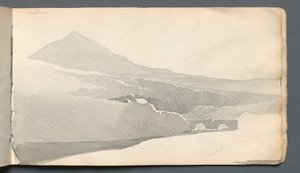 Skizzenbuch: Berglandschaft mit Brücke