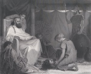 David vor Saul gebracht, aus The Art Journal, gegenüber S. 100, April 1871 von Samuel S. Smith