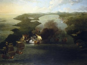 Kolonialkriege Spaniens: Eroberung von Porto Bello (oder Puerto Bello), 21. November von Samuel Scott