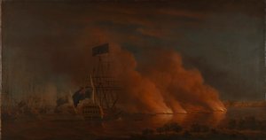Französische Feuerflöße greifen die britische Flotte vor Quebec an, 28. Juni 1759 von Samuel Scott