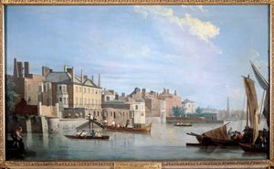 Die Themse mit Montagu House, von der Nähe der Westminster Bridge, London, 1749 von Samuel Scott