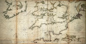 Ein neuer und korrekter großer Entwurf des Kanals zwischen England und Frankreich mit der Küste von Irland, St. Georges & Bristoll Kanal und mehreren der bemerkenswertesten Häfen im Detail