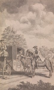 Eine Illustration zum Newgate-Kalender: Raby, der einen Frauenring schwer abziehen konnte, schnitt ihr den Finger ab, in der Nähe von Finchley von Samuel Wale