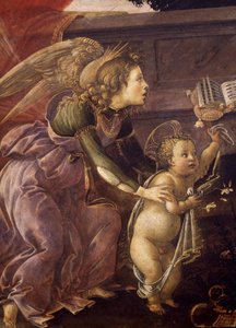 Madonna und Kind mit drei Engeln (Madonna del Padiglione), (Detail) von Sandro Botticelli
