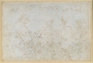 Die Göttliche Komödie, Inferno XXII. Vergil und Dante im achten Kreis der Hölle (Malebolge), 5. Bolgia: Bestrafung der Korrupten; Flucht des Ciampolo von Sandro Botticelli