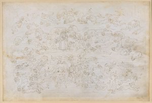 Die Göttliche Komödie, Inferno XXXIII. Neunter Kreis der Hölle (Cocytus), 3. Streifen: Bußbericht des Grafen Ugolino; Bestrafung der Verräter an Gastfreunden im Eis der Ptolemäa von Sandro Botticelli