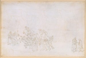 Die Göttliche Komödie, Purgatorio XVIII. Vierter Ring: Vergil legt Dante das Prinzip der Liebe und die Rolle des freien Willens dar; Buße der Trägen von Sandro Botticelli