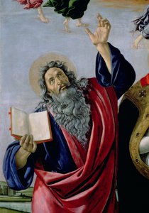 St. Johannes der Evangelist aus der Krönung der Jungfrau Altarbild von St. Markus (Detail) von Sandro Botticelli