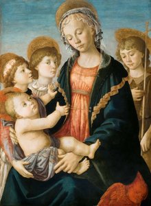 Die Jungfrau und das Kind mit zwei Engeln und dem jungen Johannes dem Täufer, ca. 1467