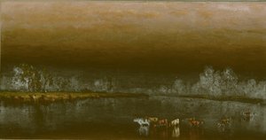 Kühe in einem Teich bei Sonnenuntergang von Sanford Robinson Gifford