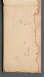 Skizzenbuch, Seite 02: Figur in einer Landschaft mit Hund von Sanford Robinson Gifford