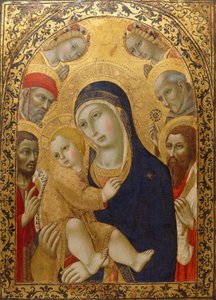 Madonna mit Kind und den Heiligen Hieronymus, Johannes dem Täufer, Bernhardin und Bartholomäus von Sano di Pietro