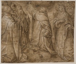 Die Heiligen Dominikus, Katharina von Siena und eine Gruppe anderer Heiliger