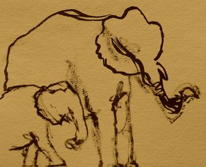 Elefantenmutter und Kalb