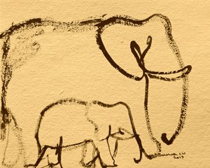 Elefantenmutter und Kalb