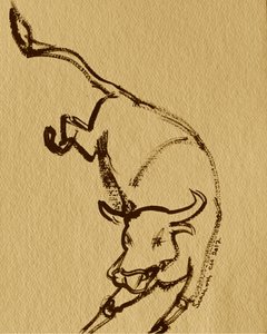 Expressiver stürmender Stier