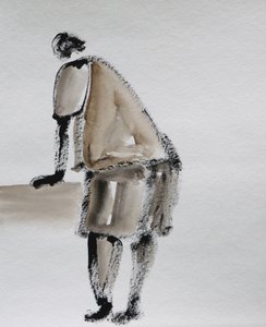 Minimalistische lehnende Figur