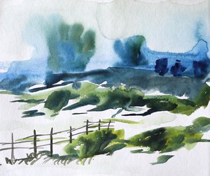 Nebelige Landschaft auf dem Land