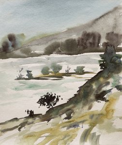 Gedämpfte Aquarell-Landschaft