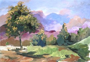 Pastell-Wolkenlandschaft Baum