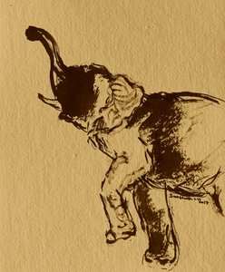 Kraftvoller Elefant erhebt sich
