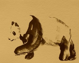 Süßer Panda-Spaziergang