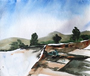 Aquarell-Bergreflexionen