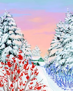 Verschneite Winterhütte