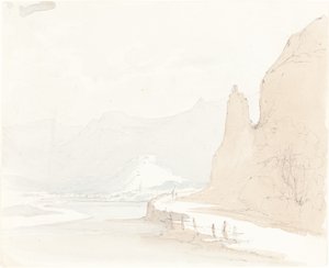Schweizer Landschaft mit einem Dorf in der Ferne
