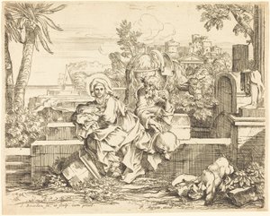 Ruhe auf der Flucht nach Ägypten von Sébastien Bourdon