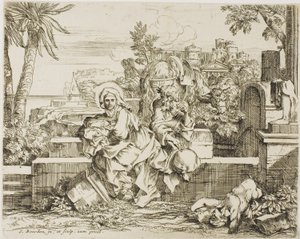 Ruhe auf der Flucht nach Ägypten von Sébastien Bourdon