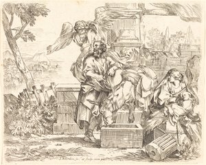 Der heilige Josef hört auf den Rat des Engels von Sébastien Bourdon