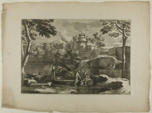 Ansicht einer Stadt (Christus mit dem barmherzigen Samariter am Brunnen)