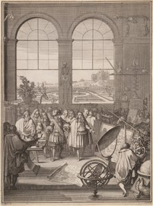 Ludwig XIV. besucht die Königliche Akademie der Wissenschaften von Sebastien Leclerc