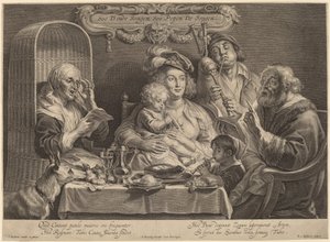 Das Familienkonzert (Wie die Alten singen, so zwitschern die Jungen) von Schelte Adams Bolswert after Jacob Jordaens