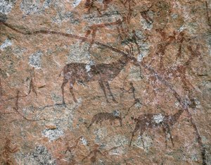 AFRIKANISCHE KUNST: Felsmalerei bei Ngomo Carera in der Domboshawa-Range