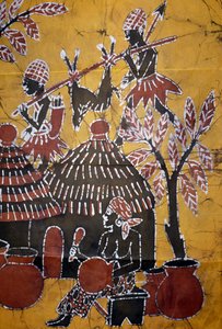 Stoff hergestellt mit Batik-Technik, Togo Handwerk von School African