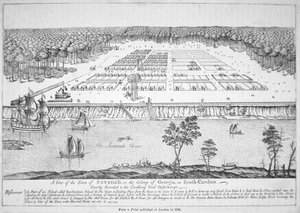Ansicht von Savannah, Georgia im Jahr 1741