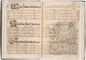 Seiten aus einem Gesangbuch (Feder & Tinte und Aquarell auf Papier) von School American