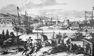 Ansicht von St. Augustine, Florida im 17. Jahrhundert