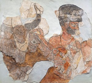 Fresko, das ein Opfer darstellt, aus Mari (heute Tell Hariri), archäologische Stätte, Syrien