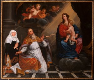 Der heilige Augustinus in Anbetung der Heiligen Maria. 1692 (Gemälde) von School Belgian