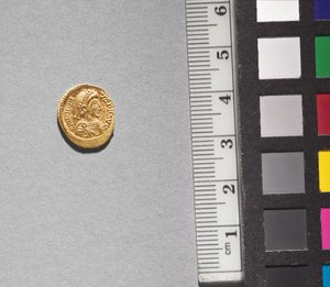Solidus von Arkadios (Vorderseite), 395-408 (Gold) von School Byzantine