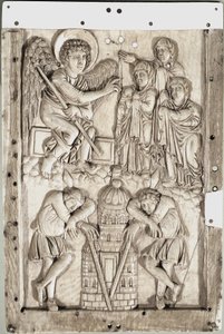 Karolingische Kunst: Heilige Frauen am Grab (Elfenbeinrelief) von School Carolingian