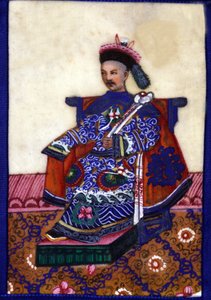 Chinesischer Mandarin. Malerei auf Reispapier.