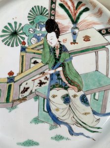 Chinesische Kunst: Die Dame ruht auf einer Bank von School Chinese