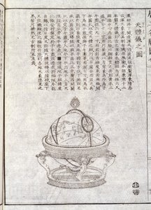 Erdglobus - Chinesisches Dokument. Anonyme Gravur. Sammlung Selva.